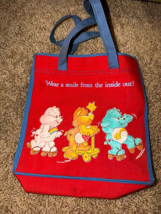 Care Bears Handbags - Vintage 1980s Care Bears Red and Blue Canvas Tote Bag